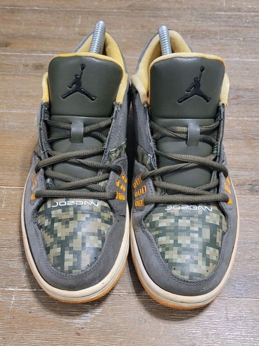Size 8 - Air Jordan 1 Flight Low Digi Camo Men's Shoes Green Orange RARE 2012